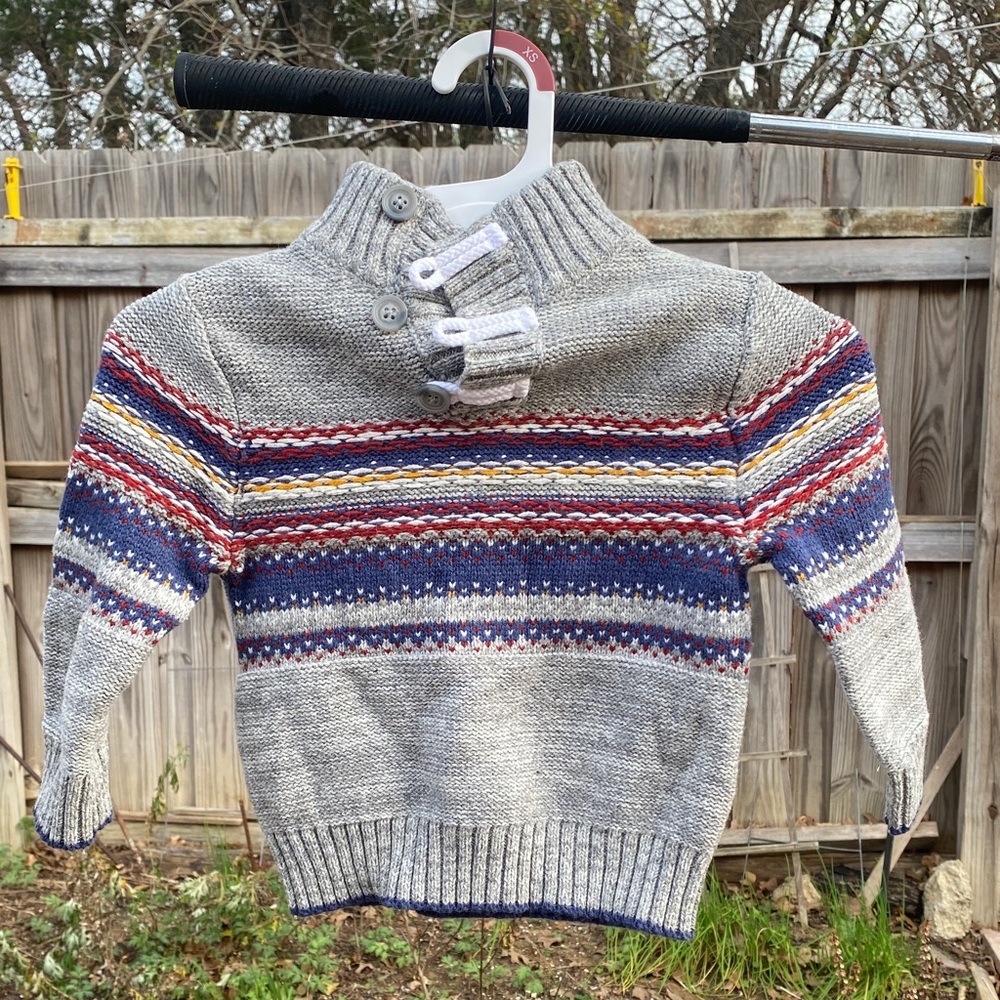 Cat & Jack Gray Multicolor Knit Sweater 18 Months